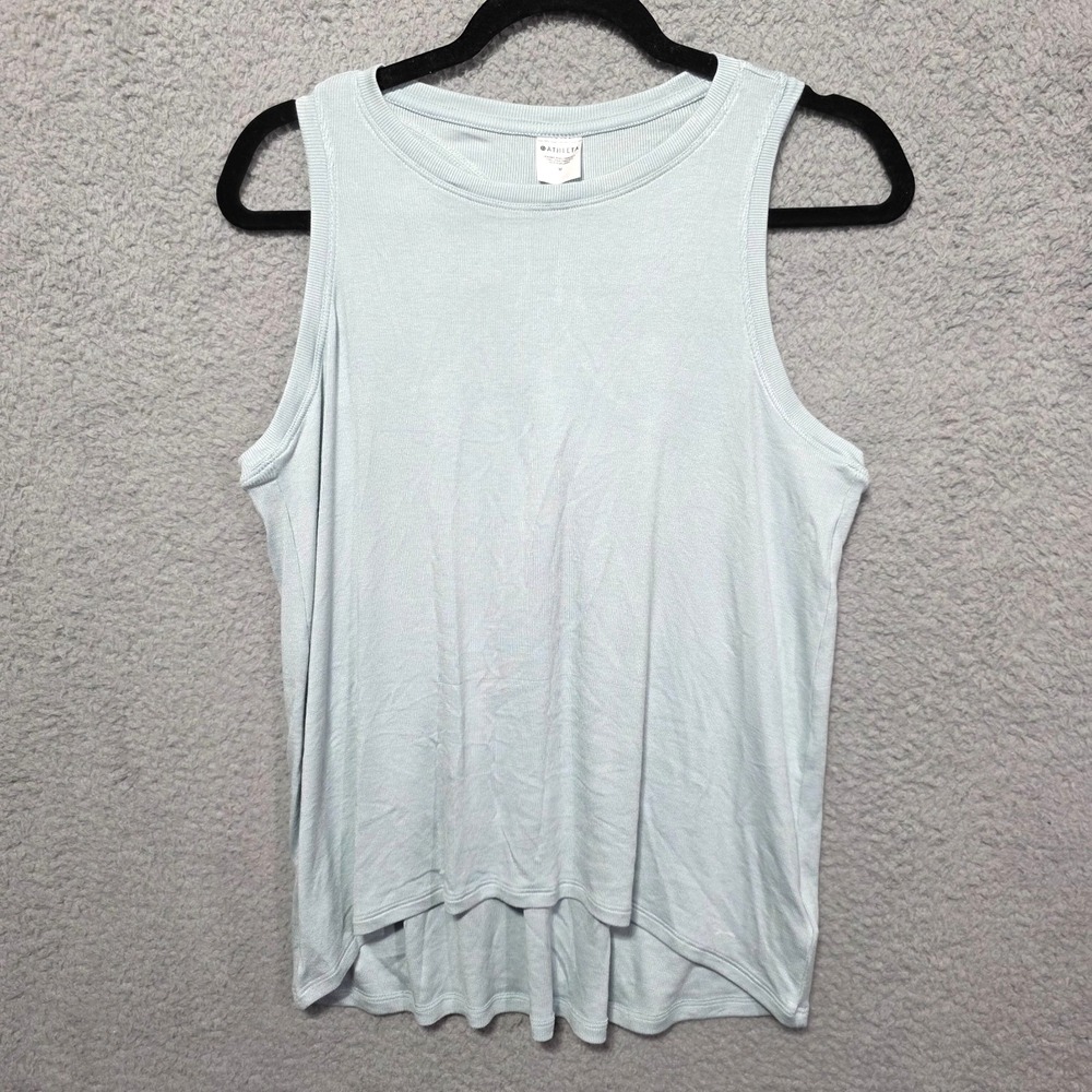 Athleta Womens Razorback Baby Blue Tank Top High Low Size Medium Super Soft